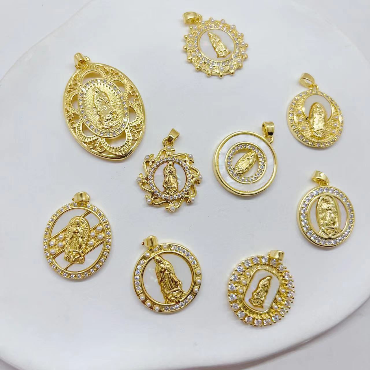 Zircon Inlay Material DIY Jewelry Accessories Classification 1 Piece 18*25mm Copper Zircon Virgin Mary Pendant