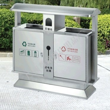 公园马路不锈钢果皮垃圾桶户外正开门分类款垃圾桶小区环卫垃圾箱