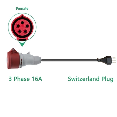 EV şarj adapterləri, Cross-Border Export Supply of Electric - three-phase-16a-seat-swiss-plug
