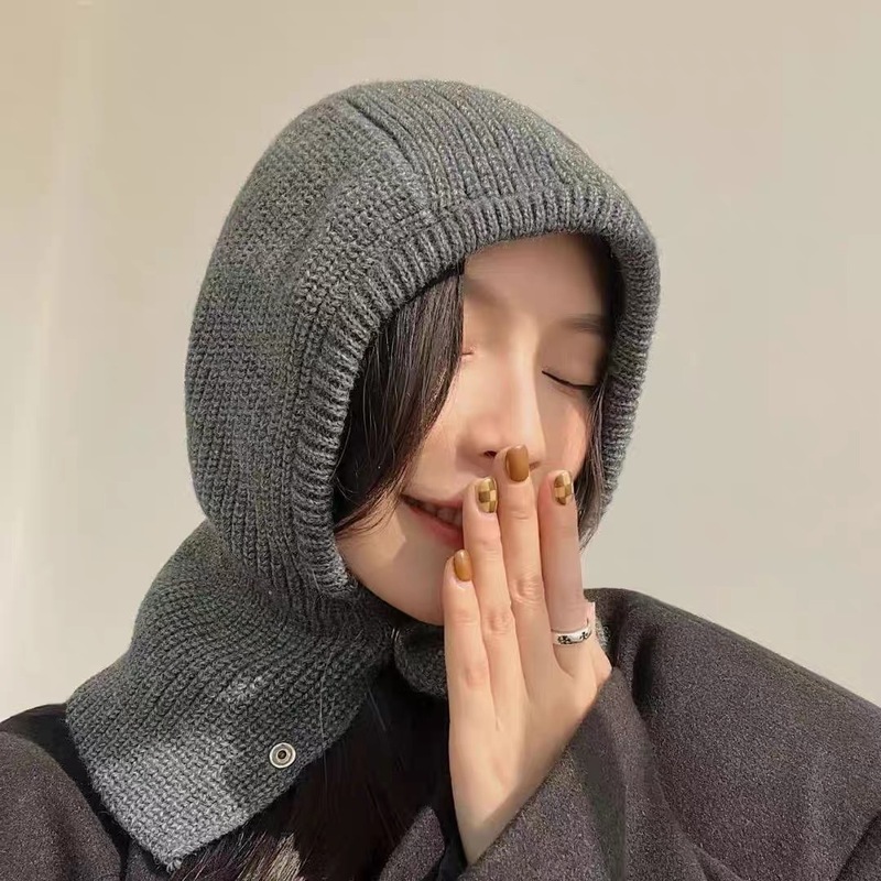 新款巴拉克拉法帽冬季防风围脖一体毛线帽女韩版保暖护耳针织帽子|undefined