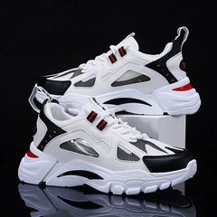 Men's Summer Breathable Mesh Shoes 2023 New Korean Style Soft Sole Round Toe Dad Sports Shoes Light Casual Shoes