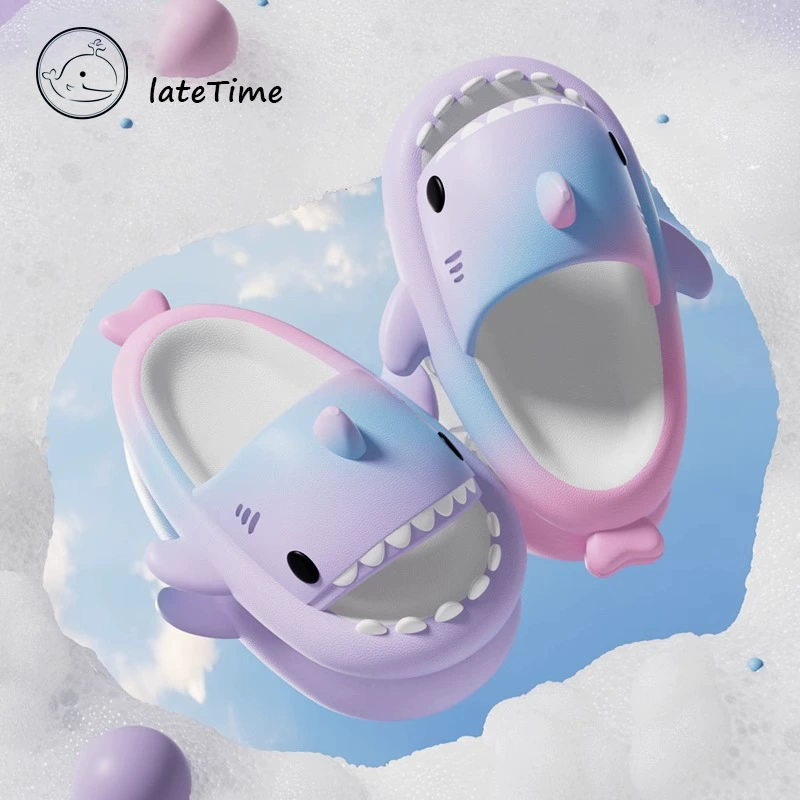 Rainbow Shark Детские тапочки для девочек Летние милые детские тапочки для мальчиков в ванной комнате нескользящие и вонючие холодные шлепанцы