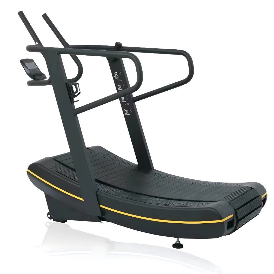 Gimnasio Caminadora de correr de superficie curva comercial indoor sin potencia Equipo de ejercicio mecánico de auto-peso silencioso aeróbico