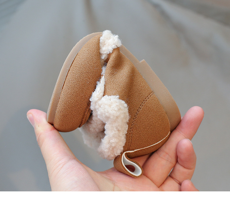 Scarpe per bambini in cotone 2024 in pelle scamosciata con suola morbida per ragazzi e ragazze, scarpe calde versatili per bambini in lana d'agnello_voghion.com