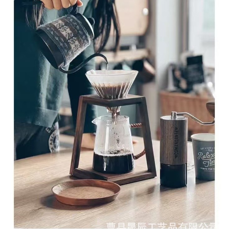 Estante de filtro de café de escritorio de madera Estante de filtro de gota de café de madera maciza en la sala de té Estante de papel de filtro de madera maciza al por mayor