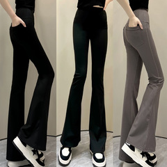 サメパンツ ブーツカット レギンス レディース ポケット アウター スリムフィット 薄手 ハイウエスト お腹引き締め ヒップアップ ナイロンパンツ フレアパンツ