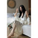 Light Luxury Pearl White High-End Ice Silk Suspender Nightgown Women's 2025 New Summer Home Wear Set Can Be Worn Outside