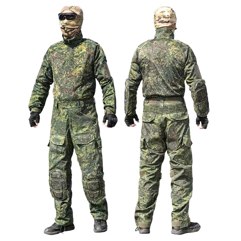 Tactical Camouflage Uniform Set for Outdoor Training, Wear-Resistant, Waterproof Military-Style Cs Combat Suit for Men with Multiple Pockets and Protective Gear Tactical Camouflage Uniform Set for Outdoor Training, Wear-Resistant, Waterproof Military-Style Cs Combat Suit for Men with Multiple Pockets and Protective Gear
