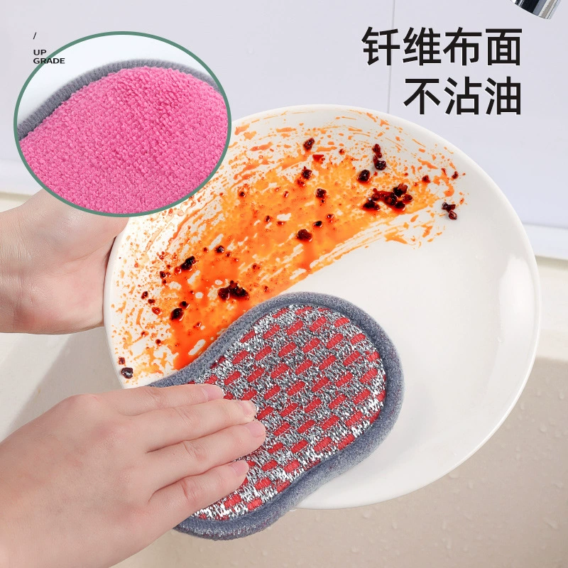 Baijiebu кухонная салфетка для мытья посуды, блок для чистки с двухсторонней щёткой, с микроволокном, волокнистая, магическая универсальная для кастрюль