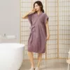 Short-sleeved bathrobe-bean paste purple