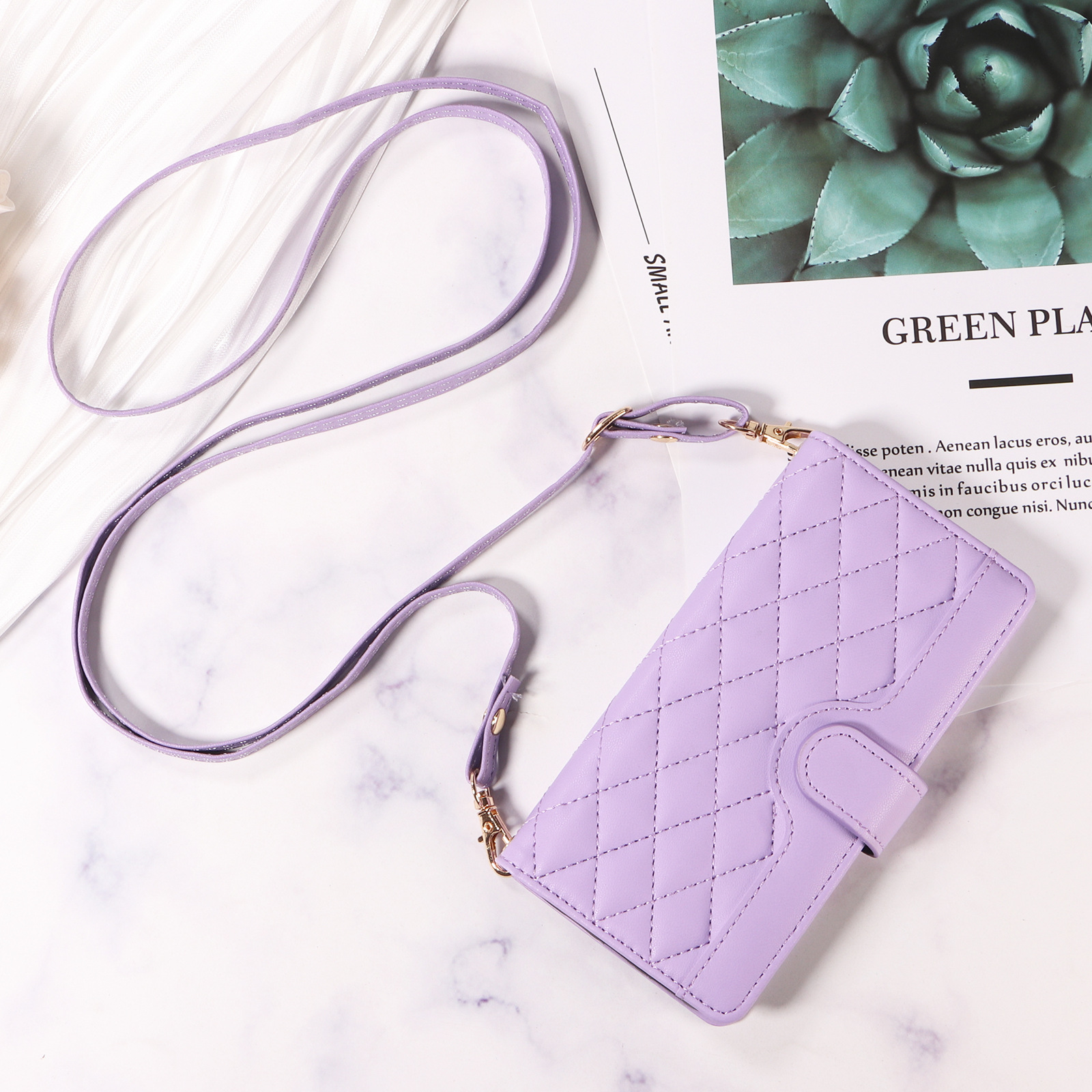 适用Xperia 10 VI 2024时尚皮套 索尼5V小香风菱形插卡钱包斜跨绳