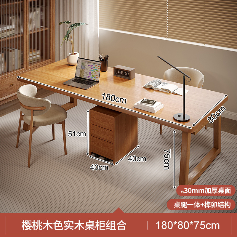 Escritorio de madera sólida para dos personas, escritorio de estudio, escritorio de computadora, escritorio de escritorio