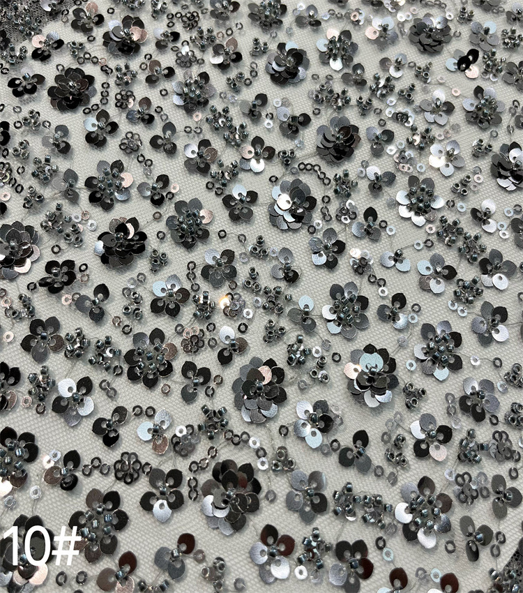 Inventario de flores de ciruela de malla de cuentas bordadas de tubería vestido de boda vestido de moda espectáculo de ropa infantil vestido de tela