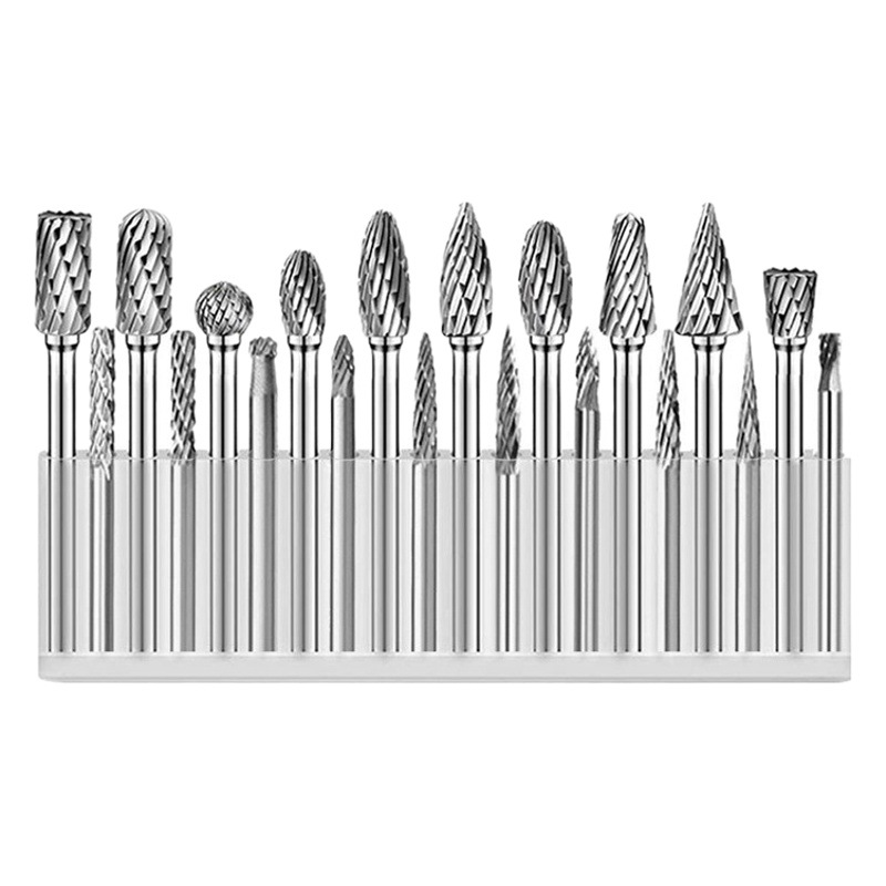 Fresa de cabezal de rectificado de acero de tungsteno de lima giratoria de carburo 3*3 cabezal de rectificado eléctrico de metal de una sola ranura y doble ranura 3*6 juego de 20 piezas