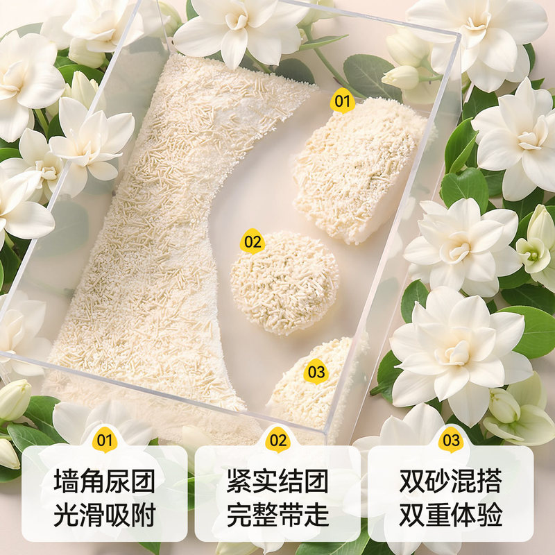 不粘底混合近无尘瞬吸植物猫砂快结团防粘底强矿砂除臭木薯豆腐砂|undefined