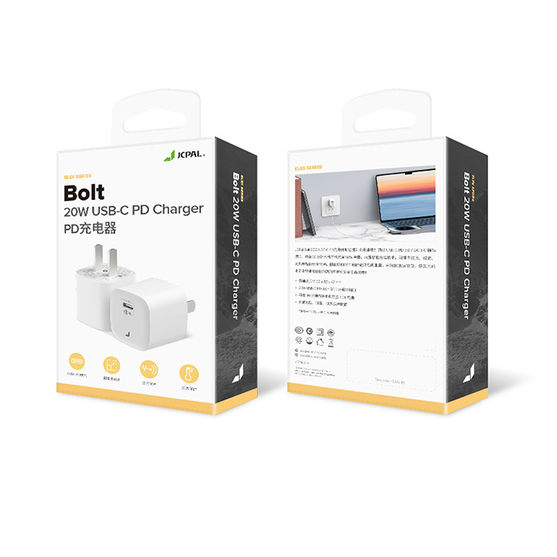 JCPal mobile phone charger plug Apple 20W USB-C fast charging head for iPhone/iPad