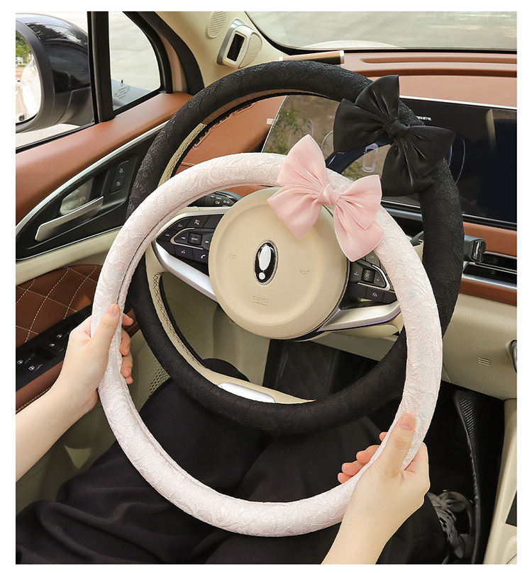 New Car Steering Wheel Cover for All Seasons and Summer, Non-Slip, Universal Fashionable Lace Female Cute Handlebar Cover, Cross-Border Supply