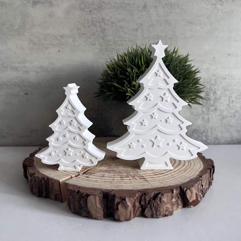 二連サイズクリスマスツリーシリコン金型クリスマス装飾石膏滴ゴム金型|undefined