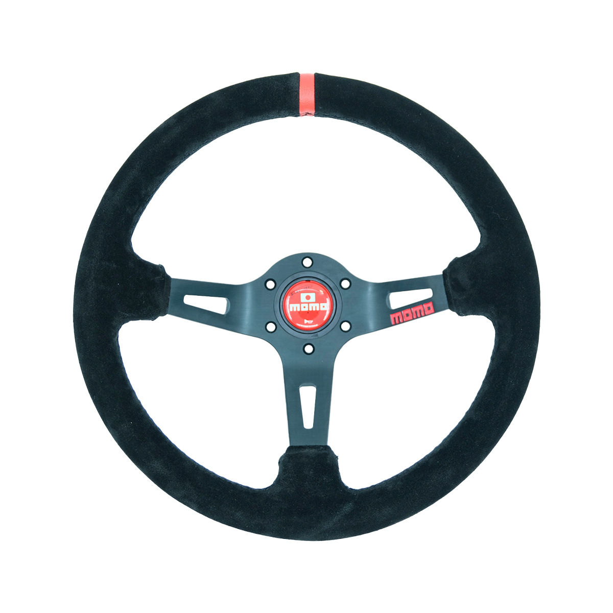 Quick Release Steering | Universal Steering wheel - suede-red-ring-red-stitching