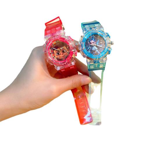 New Children's Watch Nezha Ao Bing Girls Kindergarten Flash Anti-Fall Luminous Toy Quartz Watch Girls