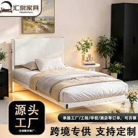 跨境直供轻奢悬浮床带 LED 灯现代简约白色家用卧室双人悬浮床批