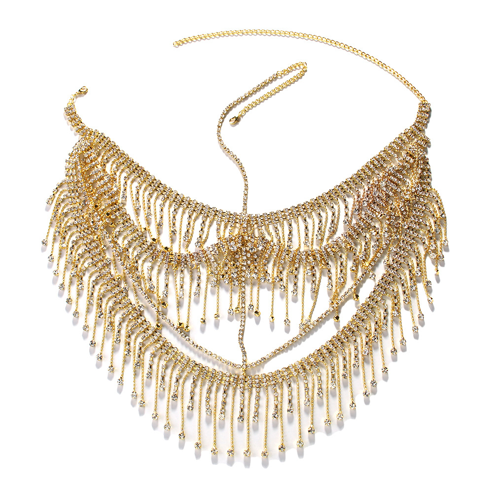 Cruz-frontera moda rhinestone máscara europea y americana personalidad tendencia sexy multi-capa borla exagerada máscara accesorios máscara