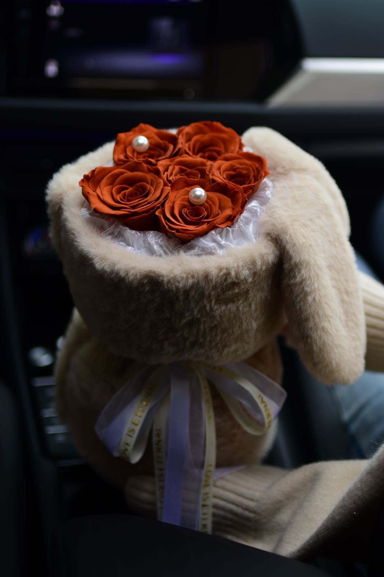 진한 베이지 꽃다발 7*24cm