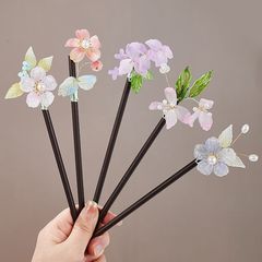 小さな新鮮な古代スタイルの木製ヘアピン、モダンな日常のヘアピン、花のヘアピン、中国風の漢服チャイナドレス、女性用ヘッドバンド