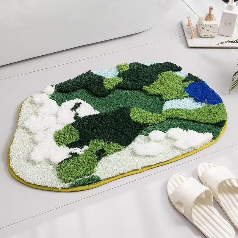 Flauschiger Moos Badvorleger, Rutschfester Und Saugfähiger Teppich_voghion.com