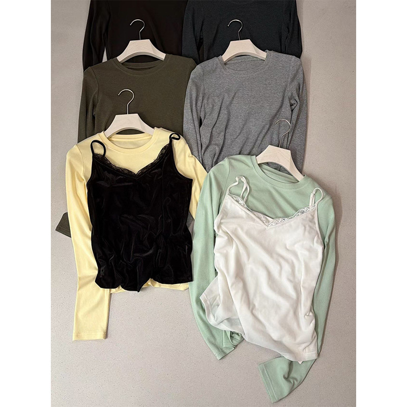 Allo Fu Skin-Friendly and Comfortable 2026 Autumn and Winter Thickeneded Bottoming Shirt for Women to Wear Inside and Outside, Round Neck Long-Sleeved T-Shirt 32379