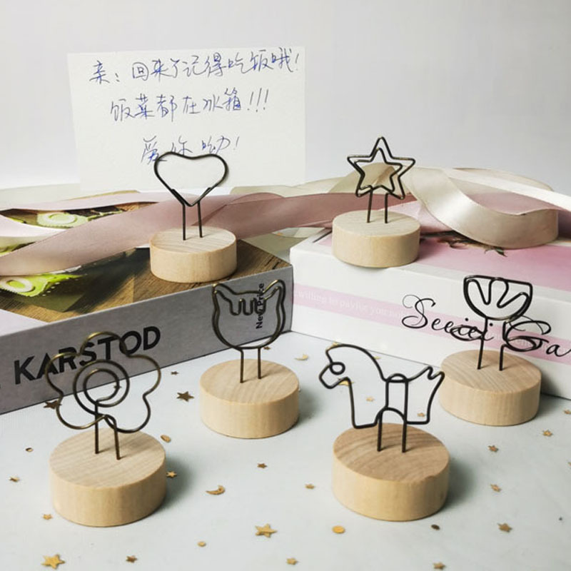 Creativo lindo Mensaje de madera titular de escritorio vertical nota mensaje clip de fotos escritorio vertical titular de la tarjeta de visita Decoración
