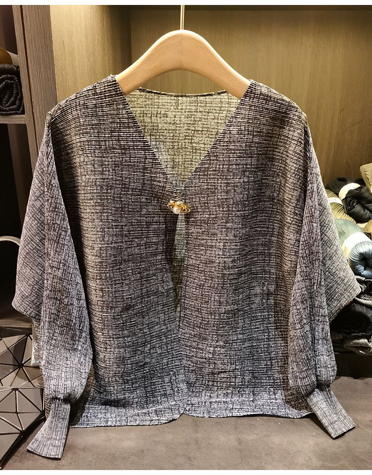 Áo khoác dáng rộng nữ tay lỡ cổ tròn chất liệu cotton thoáng mát — Màu hồng, màu xám, màu mơ chi tiết 14