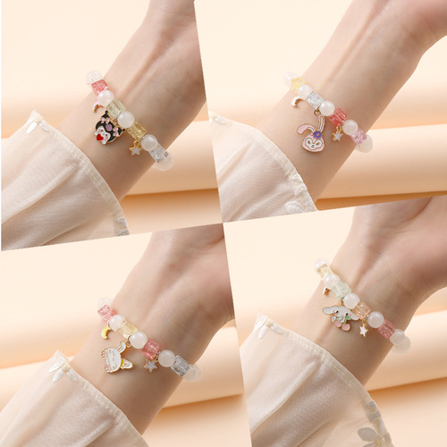 Yiwu Small Commodity Bracelet Jewelry Korean Fresh and Sweet Culomi Crystal Beads Children's Student Bracelet Women's Wholesale