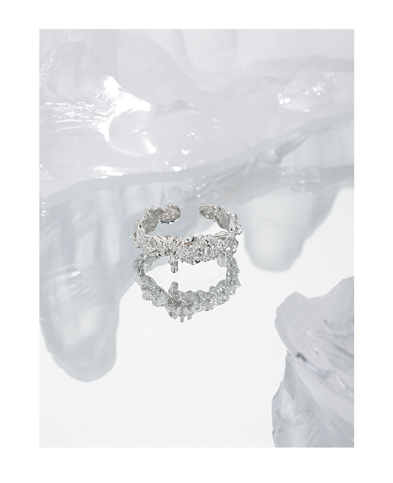 Casual Geometric Sterling Silver Plating Zircon Open Ring 1 Piece