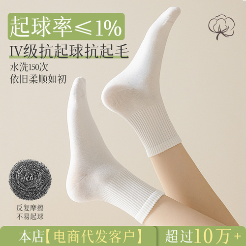 Niqueen 10A Antibacterial Cotton Socks for Girls - Summer Thin Crew Socks, 100% Cotton, Boneless Socks, Suitable for Autumn and Winter