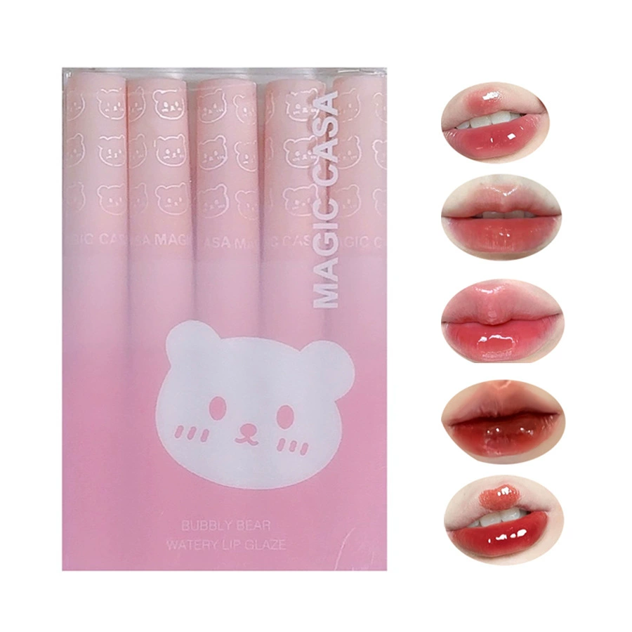 Lip gloss (Magic Casa) fuchsia set, 5-piece moisturizing mirror-effect gloss