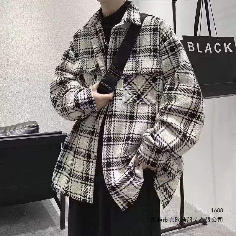 Men's plaid jacket, spring and autumn youth trendy brand men's jacket, 2026 new autumn and winter houndstooth pattern clothing Men's plaid jacket, spring and autumn youth trendy brand men's jacket, 2026 new autumn and winter houndstooth pattern clothing