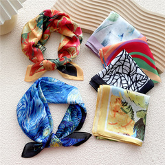 53 Fashion Small Square Scarf Women's Spring and Autumn Thin Scarf New Style Scarf Korean Decoration Versatile Stewardess Scarf