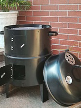 腊肉熏鱼烤地瓜农家双层烟熏焖烤烧烤炉三合一家用烟熏桶烟熏炉
