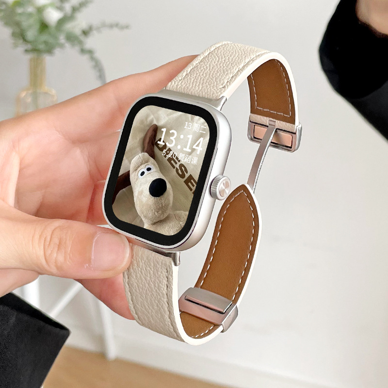 Suitable for Redmi Watch6/5/4 Watch Strap, Genuine Leather Magnetic New Model, Xiaomi 9/8/7Pro Replacement Strap, Autumn and Winter High-End