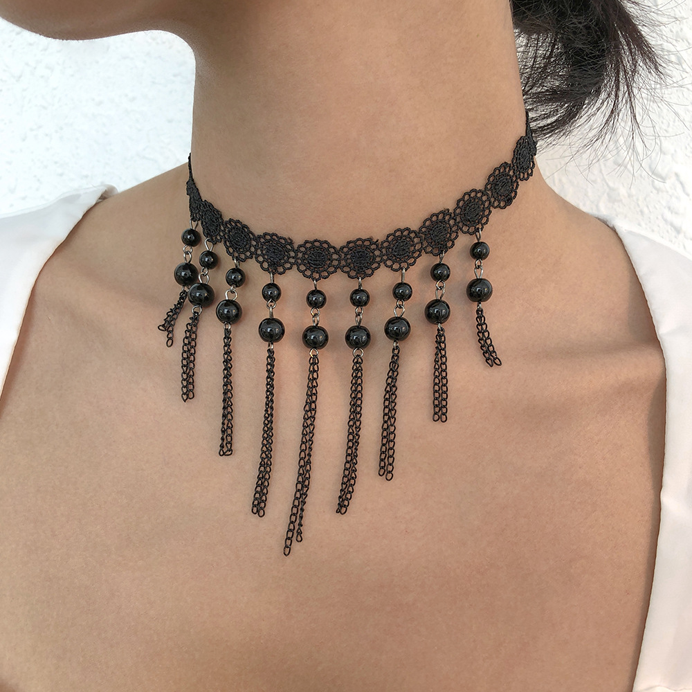 Fashion Lace Imitation Crystal Tassel Necklace Wholesale Nihaojewelry display picture 20