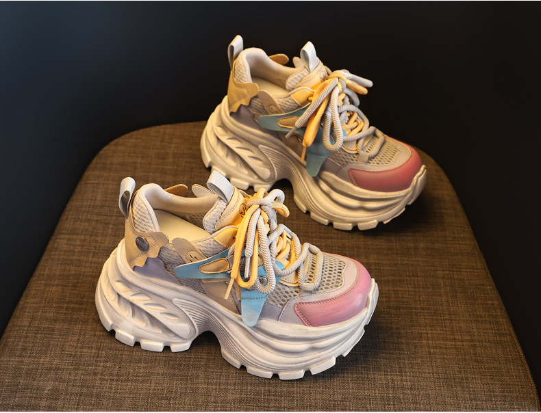 Giày sneaker nữ chunky đế dày tăng chiều cao, lưới thoáng khí, đa năng — màu sắc chi tiết 5
