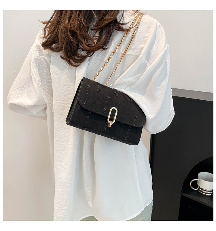 All Seasons Season Women's Small Cloth Solid Color Classic Style Chain Square Lock Clasp Shoulder Bag