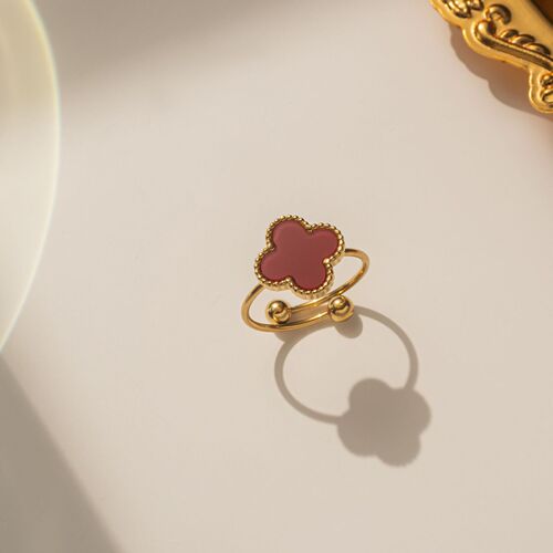 Women's Adjustable Four-Leaf Clover Titanium Steel Ring - Unique, Fresh, Small Design Sensory Accessory