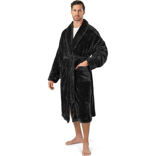 Bathrobe Pajamas Men's and Women's Clothing Hotel Bathrobe Home Clothes Winter Thickened Warm Bath Towel Clothes Sleeping Flannel Bathrobe