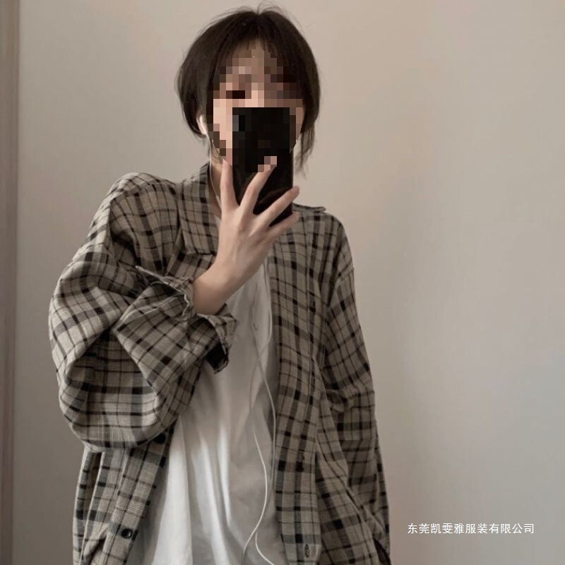 Ins Harajuku Style Casual Plaid Shirt Retro Style Lazy Korean Style Hong Kong Style Loose and Versatile Men's Jacket Fashion Ins Harajuku Style Casual Plaid Shirt Retro Style Lazy Korean Style Hong Kong Style Loose and Versatile Men's Jacket Fashion