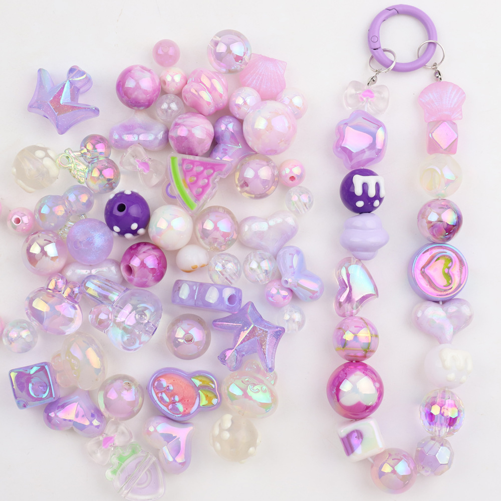 電気メッキUVカラー高光沢異形人魚姫穴あきビーズ手作りDIYネックレス携帯ストラップ材料パックアクセサリー