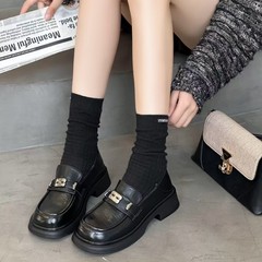 真皮乐福鞋女2025秋季新款学院风黑色JK小皮鞋英伦风复古厚底单鞋