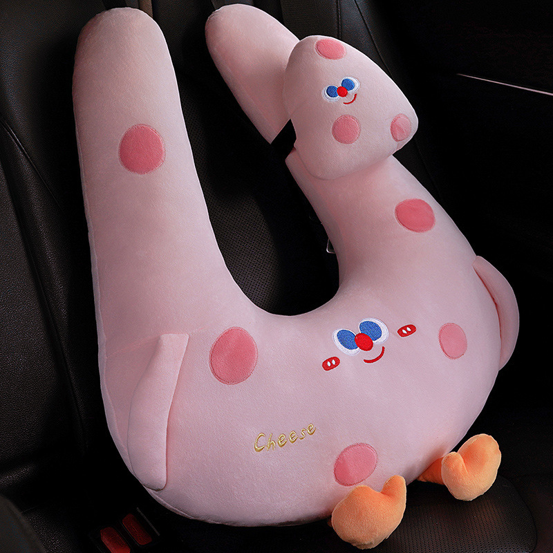 Cojín de cabeza de peluche de dibujos animados lindo cojín de automóvil almohada para niños almohada para dormir almohada para dormir niñas