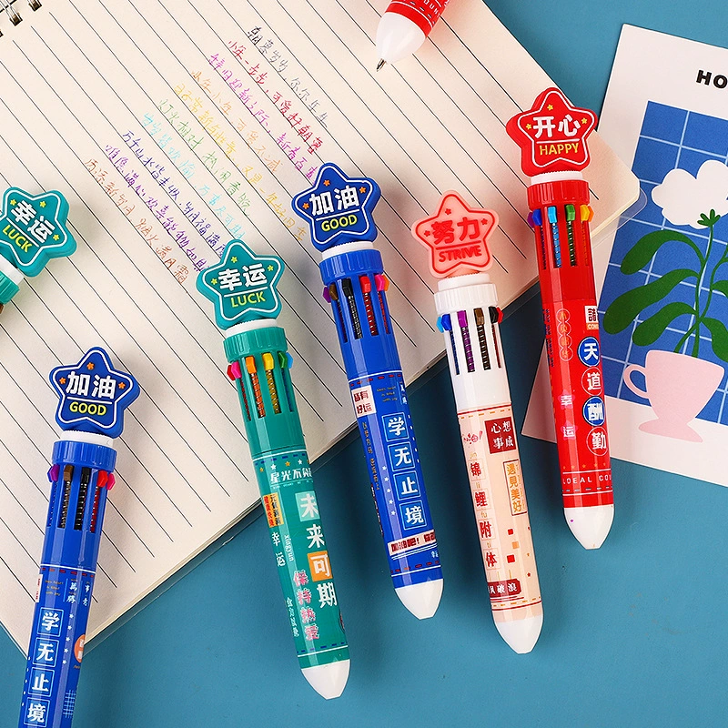 Creative multicoloured rollerball pen for students, ballpoint pen, 10 colors